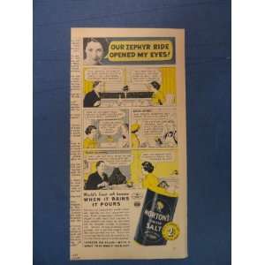 Mortons Salt, Print Ad (man/woman/dinning on train.) Orinigal 1937 