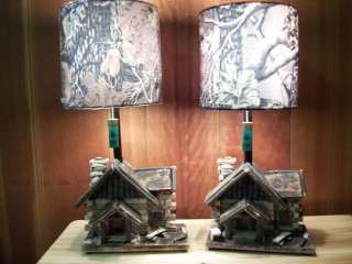 PAIR Rustic Cabin Table Lamp/handcrafted/end table/nightstand/desk 