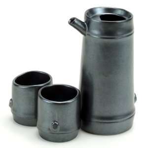  3 pc Tungsten Black Sake Set