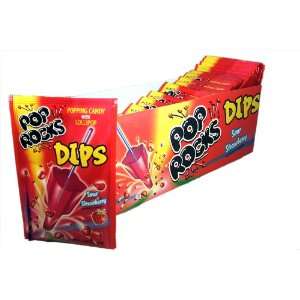 Pop Rocks Dips Sour Strawberry (Pack of 18)  Grocery 