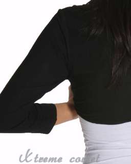 Cute Black Long Sleeve Bolero Cardigan Shrug Tops  