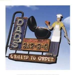 Dads Southern Style Bar B Q Finest LAMINATED Print Anthony Ross 14x14