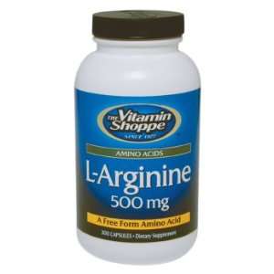  Vitamin Shoppe   L Arginine, 500 mg, 300 capsules Health 