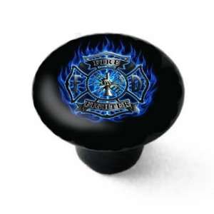 Firefighter Badge Decorative High Gloss Black Ceramic 