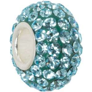   Aquamarine Crystal Pave Bling Bead fits European Charm Bracelet