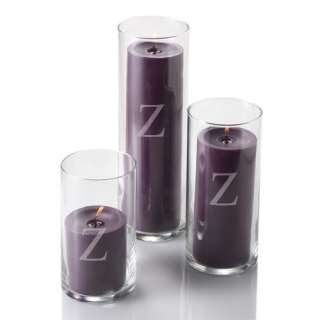   Glass Cylinder & 3 Purple Pillar Candles, Custom Vases, Decor  