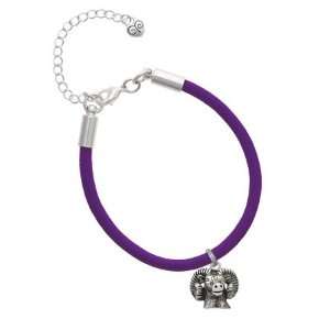 Ram Head Charm on a Purple Malibu Charm Bracelet Jewelry