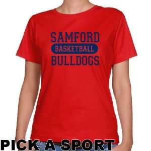   Samford Bulldogs Ladies Red Custom Sport Classic Fit T shirt   Sports