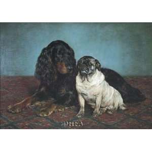  Gordon Setter And Pug By Otto Bache Highest Quality Art 