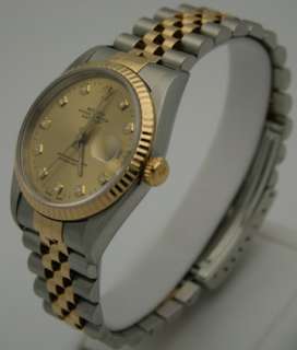 Rolex Date Just Two Tone Diamond Mens Watch   