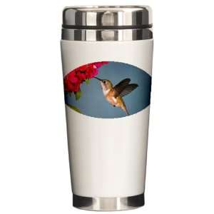    Ceramic Travel Drink Mug Female Rufous Hummingbird 