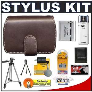  Olympus Stylus Premium Dark Brown Leather Case with LI 50B 