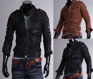 Designer Multi Pocket Vintage Zipup Leather Jackets For Men (US Size 