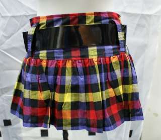 checker plaid pleated mini skirt & belt punk rock st237  