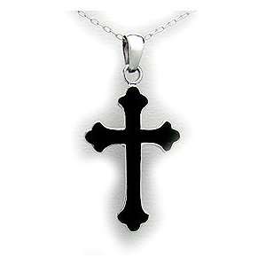  Sterling Silver and Black Resin Large Cross Jewelry