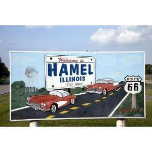     Entrance sign to Hamel Illinois Route 66 24 X 17 