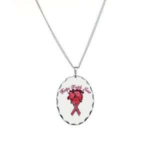  Necklace Oval Charm Cancer Pink Ribbon Survivor Hope Faith 