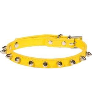  Designer Dog Collar   Leather Spike Collar   Yellow   XX 