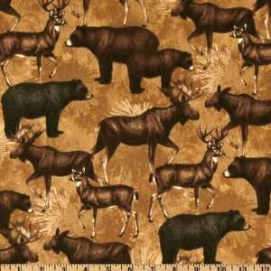  44 Wide Pine Ridge Wild Animals Brown Fabric By The Yard 