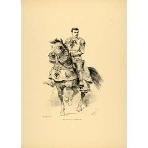  1894 Print Bertrand Du Guesclin Knight Horse Portrait 