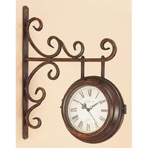 Antique Style Roman Numeral Double Sided Wall Clock 