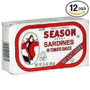 Seasons No Salt Added Sardines In Tomato Sauce, 4 3/8 Ounces (Pack of 