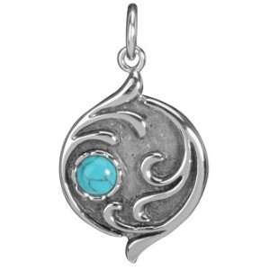  Turquoise Moon Pendant   Stainless Steel   1.75 Length Jewelry