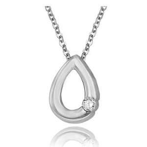   05 carat Oval Drop 14K White Gold Fashion Diamond Necklace Jewelry