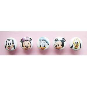 New 5pc Handcrafted Disney Babies Baby Ceramic Knobs Nursery Mickey 