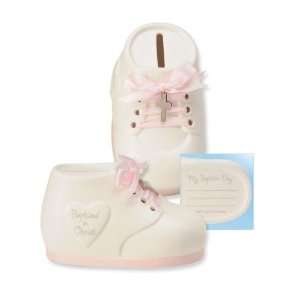  Pink Baby Girl Shoe Bank God Bless on Baptism Enesco This 