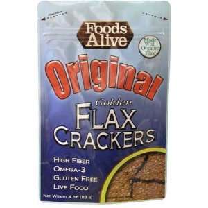 Foods Alive Golden Flax Crackers, Regular, 4 oz, 6 pk  