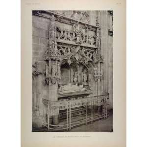  1911 Print Tomb Marguerite Bourbon Effigy Brou Church 