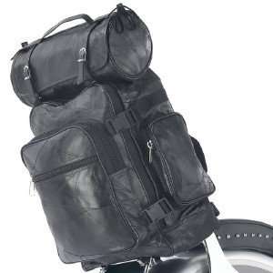  Black Leather 3pc Motorcycle Luggage Bag Set   Fits Harley 