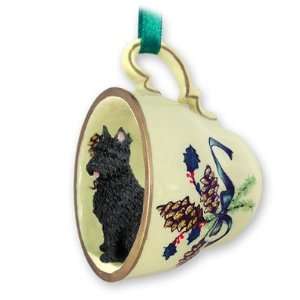  Bouvier Des Flandres Green Holiday Tea Cup Dog Ornament 