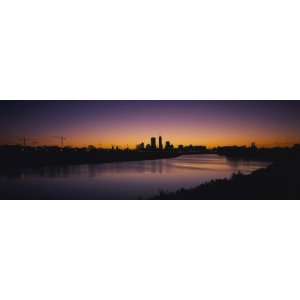  Silhouette of Skyscrapers Along the River, Indianapolis 