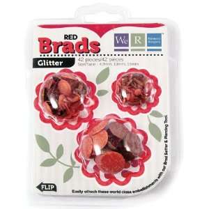  Brad Basics Glitter Brads 54/Pkg Red