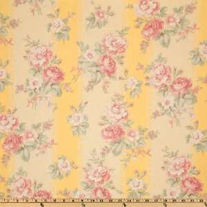  44 Wide Somerset Cottage Floral Stripe Yellow Fabric By 