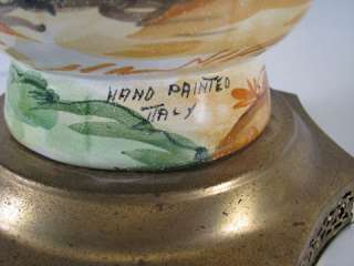 Pair Hand Painted Italian Italy Porcelain Lamps by Mangani ca. 1950s 