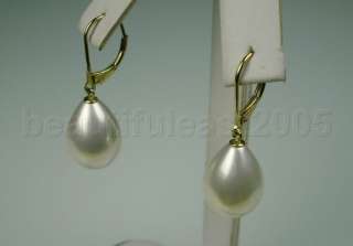 charming 14mm AAA south sea white shell pearl earrings  