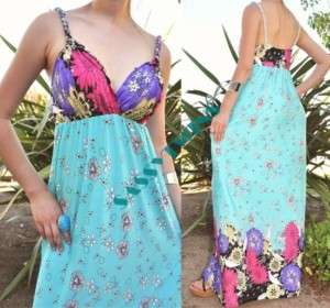 E03 SEXY TURQUOISE WOMENS MAXI LONG GOWN DRESS S/M,M/L  