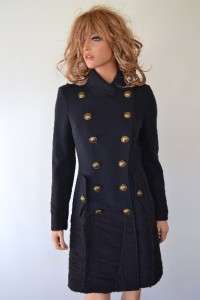 NWT BURBERRY PRORSUM NAVY BLUE WOOL RUNWAY MILITARY TRENCH COAT JACKET 