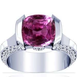   18K White Gold Cushion Cut Pink Sapphire Fana Designer Ring Jewelry