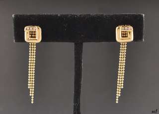   Stunning 14K Yellow Gold Earrings w/Genuine Diamonds Dangle Pierced