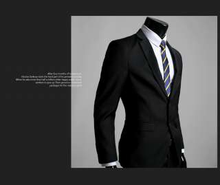 Mens Premium Slim Fit Dress Suit BLACK (SZ 30/36R) 01  