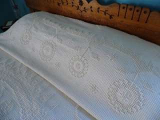 Gorgeous Vintage Morgan Jones Ecru Hobnail Chenille Fringed Bedspread 