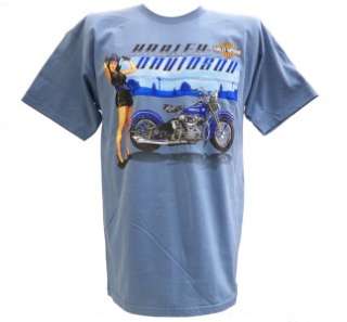 Harley Davidson Las Vegas Dealer Tee T Shirt Pinup Girl BLUE XL 