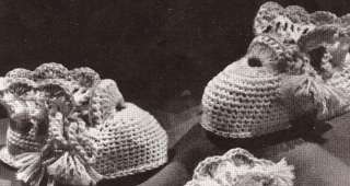 Vintage BABY Booties, Bonnet, Mittens crochet pattern b  