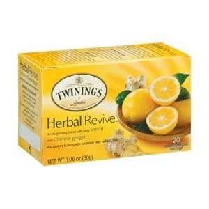 Twinings Revive Herbal Tea, Lemon and Ginger, 1.41 Ounce Box (20 Tea 