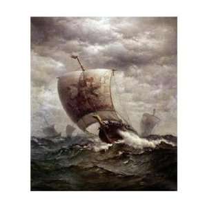  James Gale Tyler   Viking Ships At Sea Giclee Canvas