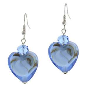   Heart Shape Murano Glass Valentina Style Dangle Earrings Jewelry